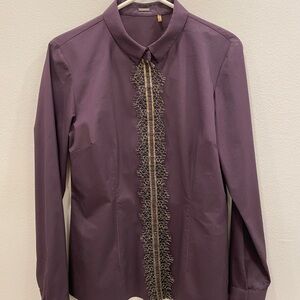 Elie Tahari blouse with decorative lace trim